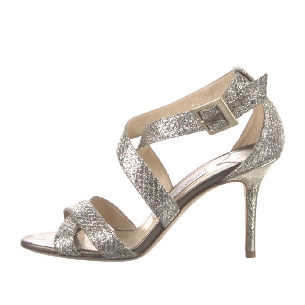 Jimmy Choo Glittering Silver Heels